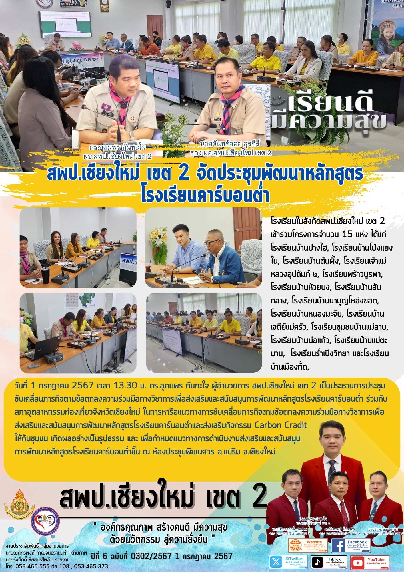 สพป.เชียงใหม่ เขต 2 จัดประชุมพัฒนาหลักสูตรโรงเรียนคาร์บอนต่ำ